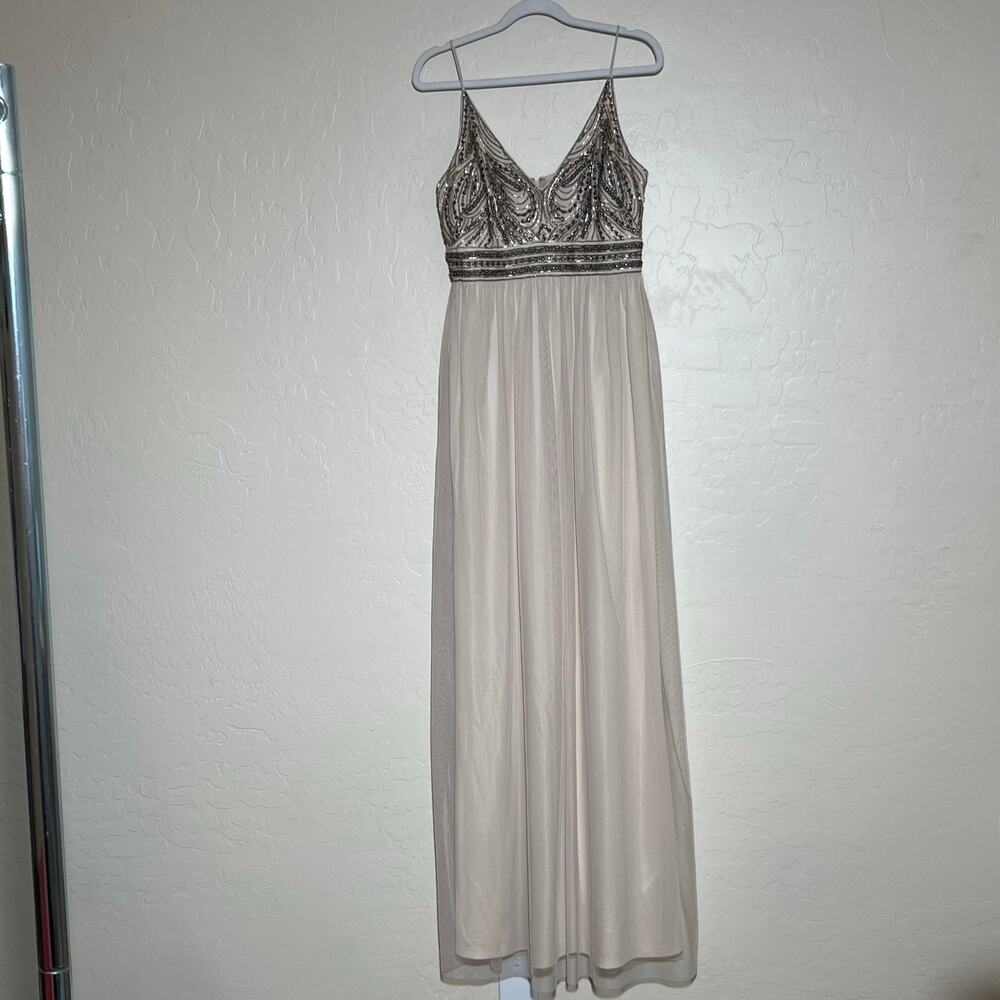 BHLDN Anthropologie Vilette Maxi Dress Beaded Bodice Strappy Blush Womens Size 4 - Picture 4 of 15
